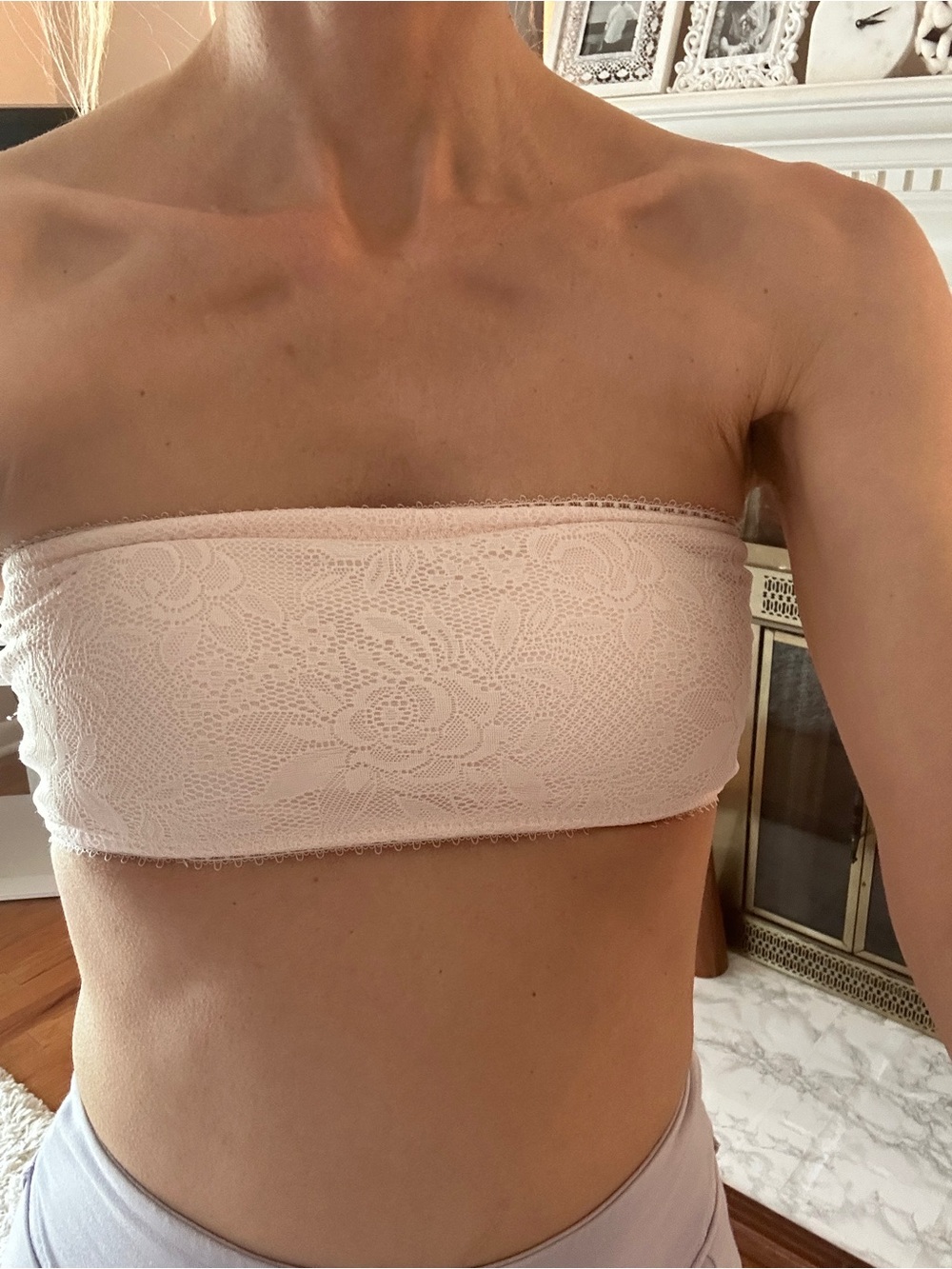Strapless Lace Bandeau Top in Light Blush